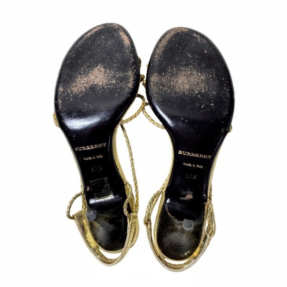 Burberry Gold Braided Strappy Sandals 3” Heel Size EU 37.5 - Picture 9 of 16